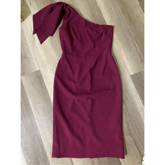 Dress The Population Tiffany Dress One Shoulder in Dark Magenta Sz Large MP $148 - Picture 3 of 8